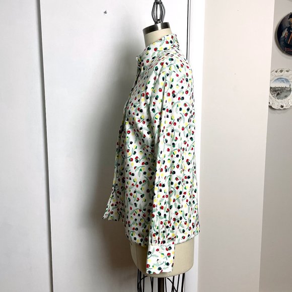 1970s vintage berry print button down shirt - size large - Picture 2 of 9